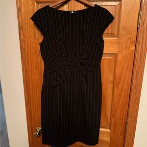 Anne Klein Black Pinstripe Midi Dress